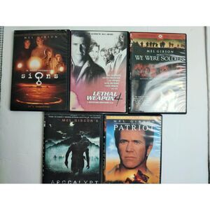 LOT OF 5 MEL GIBSON DVD Apocalypto,Patriot,Signs,Lethal Weapon, We Were Soldiers
